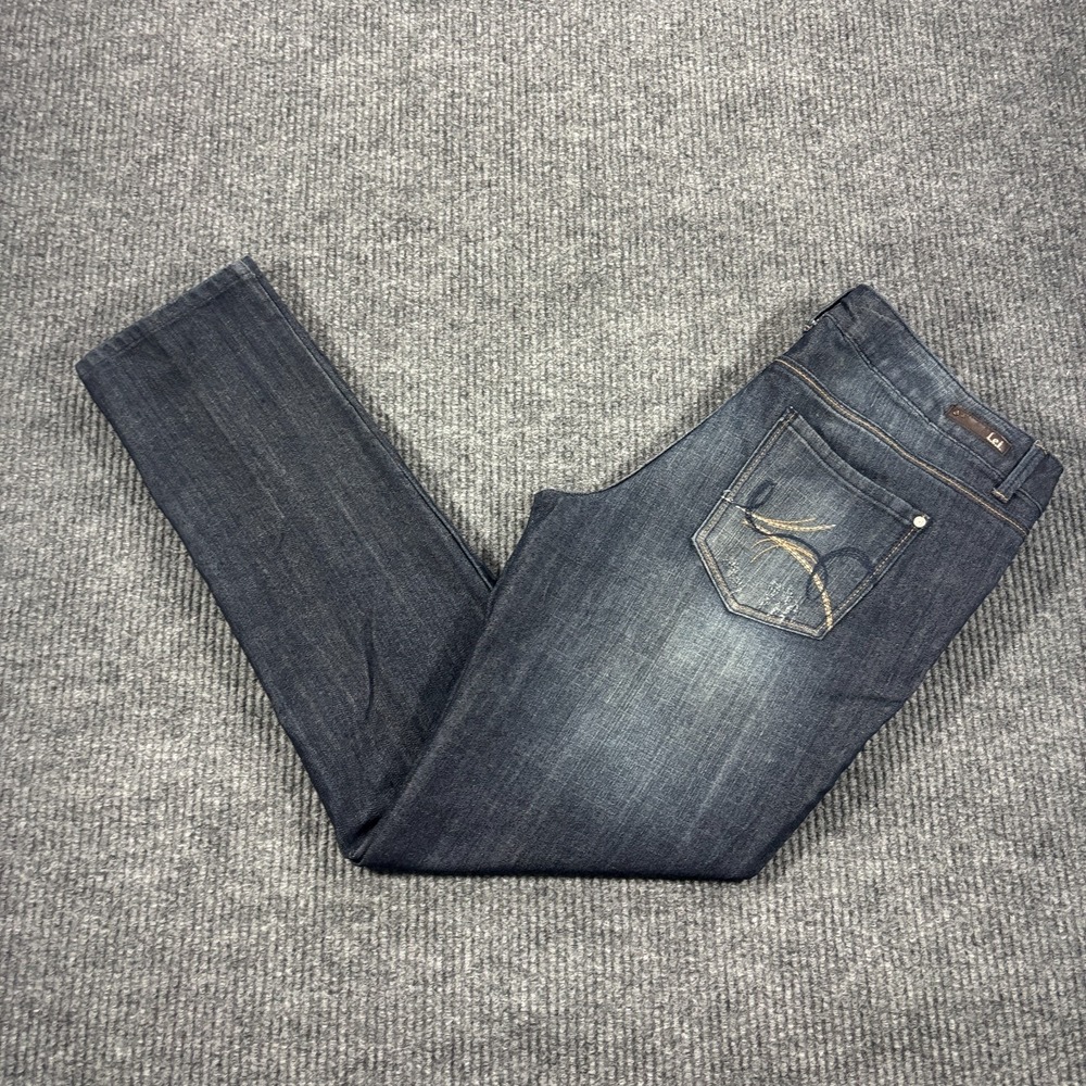 L.e.i. Ashley Trouble Skinny Jeans Junior 17 Blue Indigo Denim Embroidered